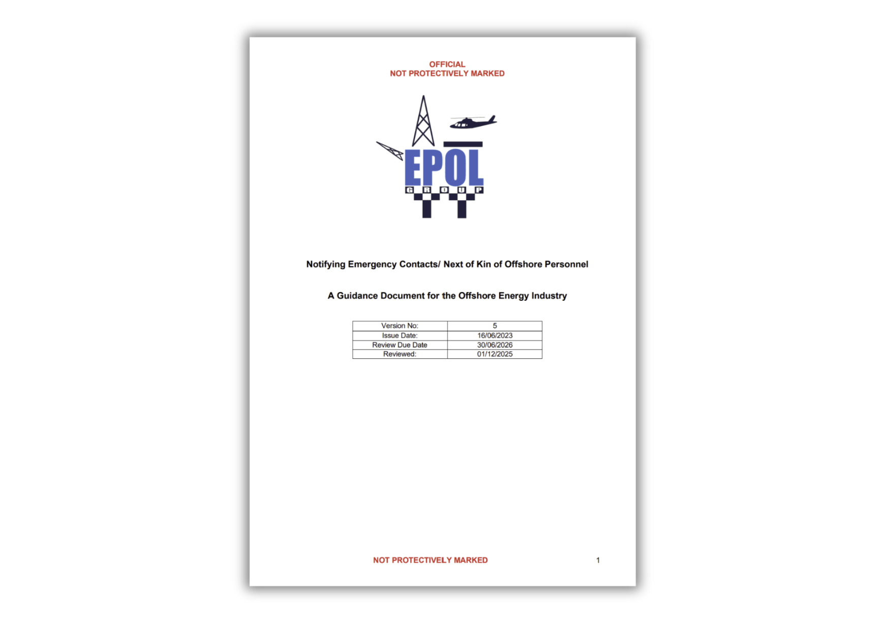 EPOL Notifying Emergency Contacts and Next of Kin – Guidance for the Offshore Energy Industry