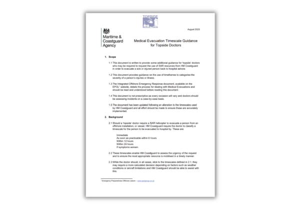 Medical Evacuation Timescale Guidance for Topside Doctors