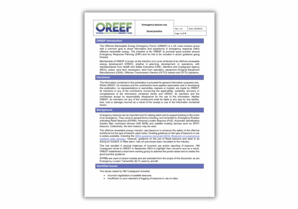 OREEF emergency beacon use good practice