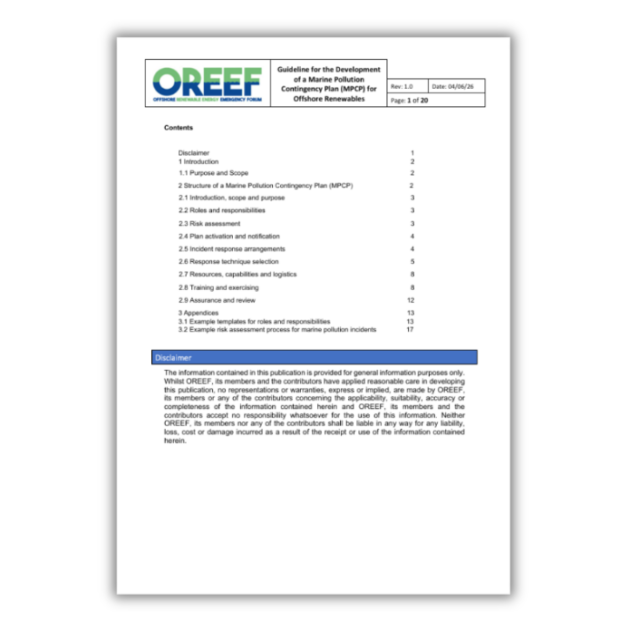 Guideline for the Development of a Marine Pollution Contingency Plan for Offshore Renewables